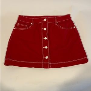 Forever 21 Red Denim Mini Skirt